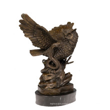 Animal Bronze Sculpture Oiseau Chouette Décoration En Laiton Statue Tpy-626